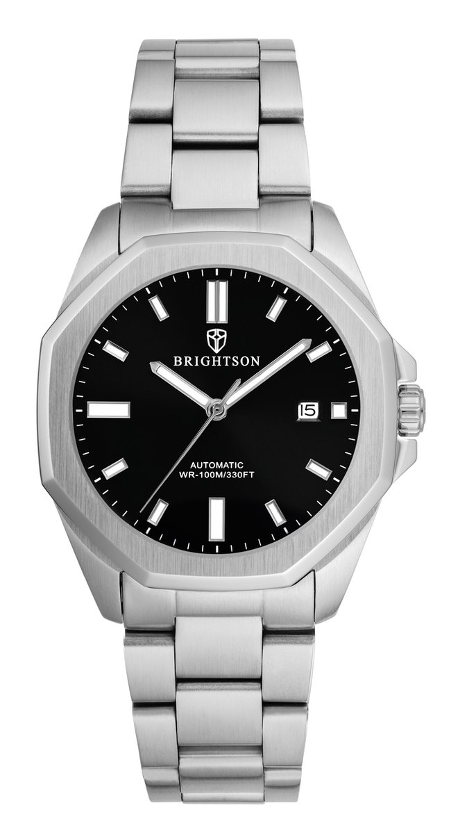 Brightson The Prestige - Horloge heren automatisch - Waterdicht - Saffierglas - 316L roestvrijs staal - Zilver / Zwart
