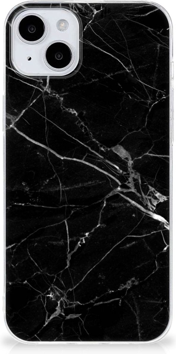 iPhone 15 TPU Siliconen Hoesje Marmer Zwart - Origineel Cadeau Vader