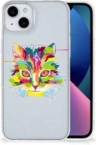 Mobiel Case Geschikt voor iPhone 15 Plus GSM Hoesje Doorzichtig Cat Color