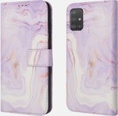 iMoshion Hoesje Geschikt voor Samsung Galaxy A51 Hoesje Met Pasjeshouder - iMoshion Design Bookcase smartphone - Paars / Purple Marble