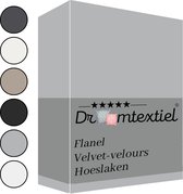 Droomtextiel Zachte Flanel Velvet Hoeslaken Grijs Tweepersoons 140x200 cm - Hoogwaardige Kwaliteit - Super Zacht