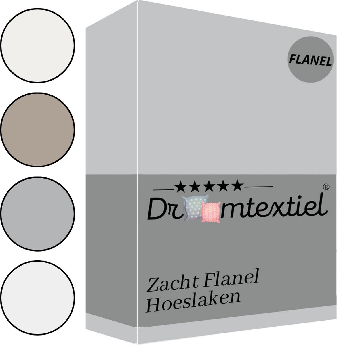 Droomtextiel Zachte Flanel Hoeslaken Grijs Lits-Jumeaux 180x200 cm - 100% Gekamd Katoen