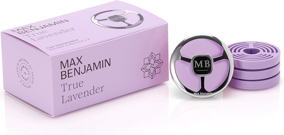Max Benjamin - Autoparfum houder met 4 vullingen - giftset True Lavender