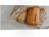 PVC Schuimplaat- Verse Broodjes in Gehaakt Tasje - 100x50 cm Foto op PVC Schuimplaat