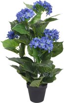 The Living Store Hortensia Kunstplant - 60cm - Blauwe Bloemen - Realistische Uitstraling - Duurzaam