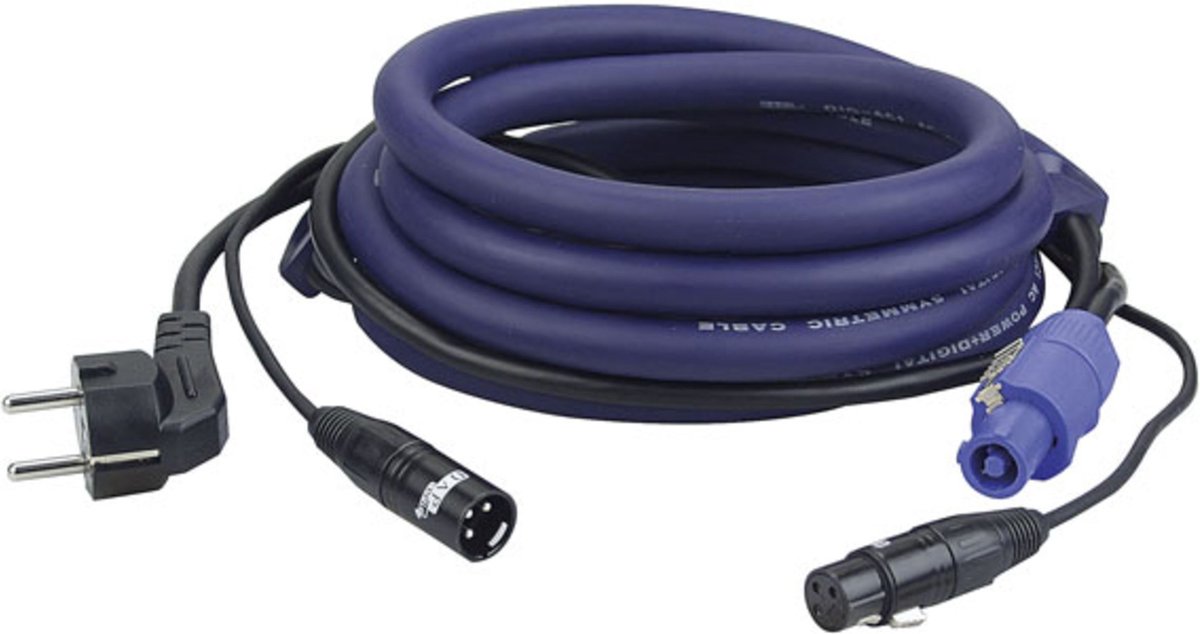 DAP FP06 Power-/signaalkabel 20m Schuko-Powercon/XLR-XLR, LICHT - Schuko stroomkabel