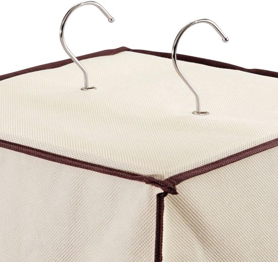 armoire suspendue avec 20 compartiments - grande armoire suspendue pour vêtements, chaussures et accessoires - armoire pliante pratique pour un rangement peu encombrant - crème/marron