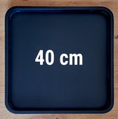 Dienblad Hout 40x40cm Vierkant Zwart | Decoratieve Houten Dienbladen | 40 cm Decoratief Dienblad Plateau | King Mungo