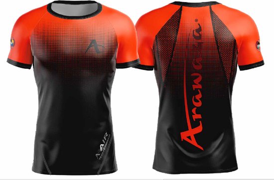 T-shirt Arawaza | dry-fit | zwart-oranje (Maat: XXS)