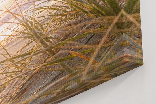 Artaza Canvas Schilderij Strand en Duinen bij Zonsondergang - Zee - 120x80 - Groot - Wanddecoratie Woonkamer - Muurdecoratie Slaapkamer