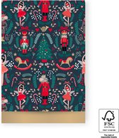3 Kerst verpakking - kerstzakjes - geschenk zakjes - cadeau - Nutcracker Blauw - Goud - Hobbelpaard - Elfje - Muis - Zuurstok - 17 x 25 cm