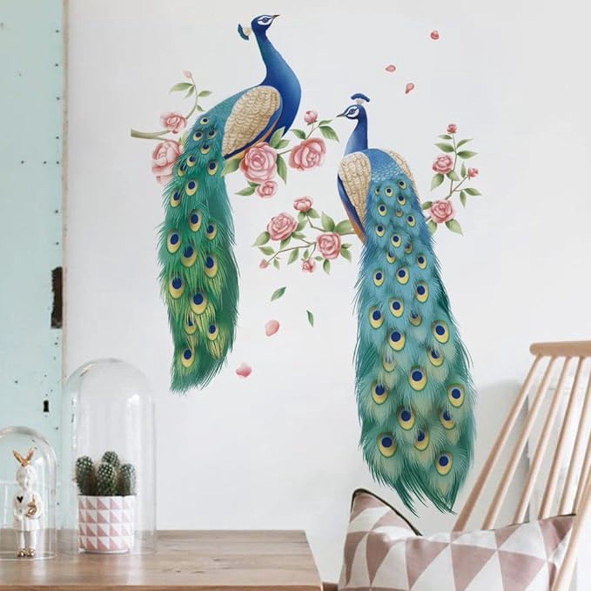 Muursticker paon Fleurs branche d'arbre Vogel Stickers muraux chambre salon  bureau