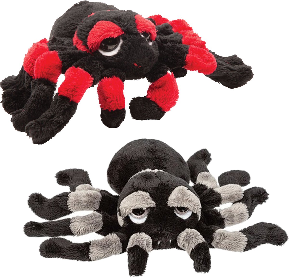 Suki gifts Pluche knuffel spinnen 2x stuks - tarantulas - 22 cm - speelgoed