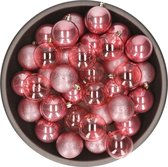 Boules de Noël Decoris - 25x pièces - 6 cm - plastique - vieux rose