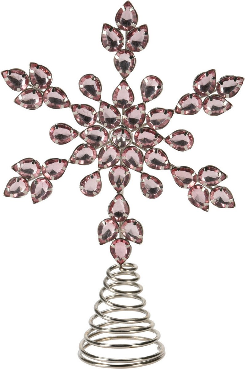 Christmas Decoration piek - ster vorm - lichtroze met steentjes - 23 cm