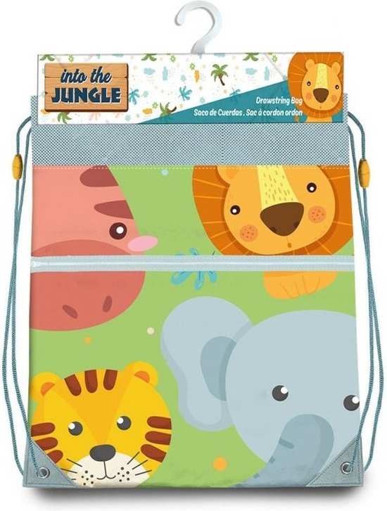 Jungle Kids - Into the jungle gymtas/rugzak/rugtas voor kinderen - groen - polyester - 41 x 30 cm