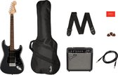 Squier Affinity Stratocaster HSS Pack IL, Charcoal Frost Metallic - Elektrische gitaar starterset - zwart