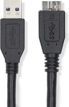 Nedis USB-Kabel - USB 3.2 Gen 1 - USB-A Male - USB Micro-B Male - 5 Gbps - Vernikkeld - 0.50 m - Rond - PVC - Zwart - Label