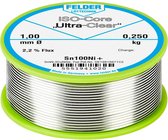 Felder Löttechnik ISO-Core Ultra-Clear Sn100Ni+ Soldeertin, loodvrij Spoel Sn99,25Cu0,7Ni0,05 0.250 kg 1 mm