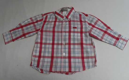 Overhemd - Jongens - Geruit - Wit / rood - 18 maand 86