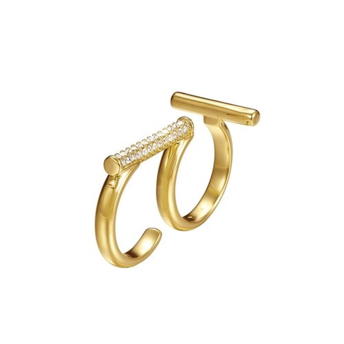 Joop damesring roestvrij staal goud delicate dubbele ring JPRG00006B1