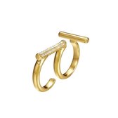 Joop damesring roestvrij staal goud delicate dubbele ring JPRG00006B1