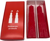 Domkaars Utrecht - cadeaudoosje met twee kaarsen - Domtoren Utrecht kaars - cm - rood