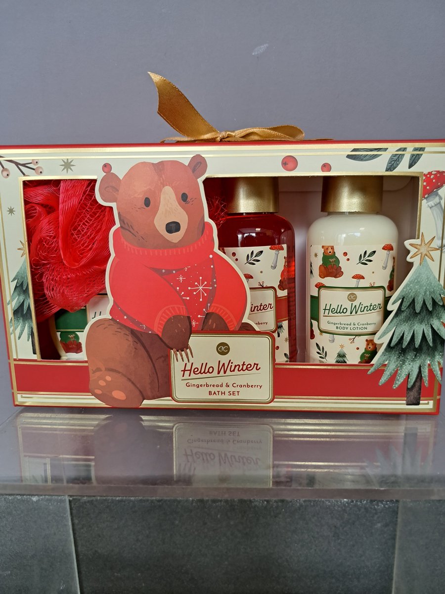 Goedkoopste geschenk set kinderen - body lotion - douche gel - badzout - spons - gember brood en veenbessen