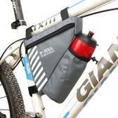 RAMBUX® - Frametas Fiets met Bidonhouder - Grijs - Mountainbike - Fietstas - Driehoek Opberghoes - Fietsframe Tas - Waterafstotend