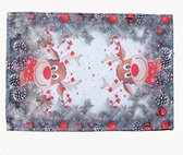 Placemat - bedrukt - Kerst - Eland met rode neus - dennenappels - Loper 50 cm