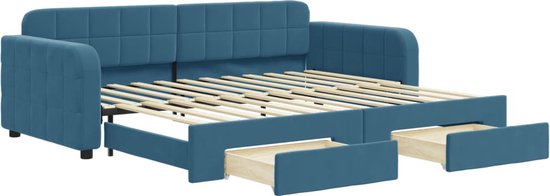 vidaXL-Slaapbank-met-onderschuifbed-en-lades-90x200-cm-fluweel-blauw