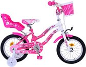 Vélo pour enfants Volare Lovely - Filles - 14 pouces - Rose Wit - Deux freins à main