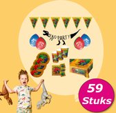Tuf-Tuf Feestpakket 59-Delig Dino Party Versiering Set - Dino Verjaardag Thema - Slingers, Ballonnen & Accessoires