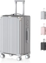 Voyagoux® - Handbagage Reiskoffer - 39L - Koffers - Reiskoffer met wielen – Zilver