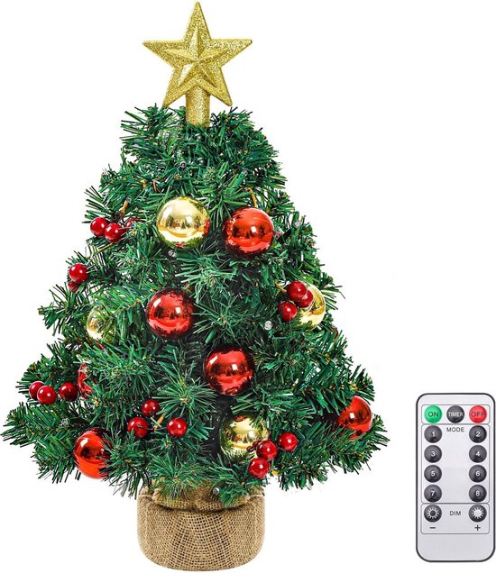 Zilverspar Mini Kerstboom - Kleine Kunstkerstboom 40cm Met Verlichting en  Versiering -... | bol.com
