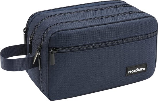 Toilettas voor op reis, toilettas om op te hangen, voor heren en dames, met mesh en ritsvak, groot, waterdicht, voor koffer, handbagage, voor mannen en vrouwen, zwart, Groß