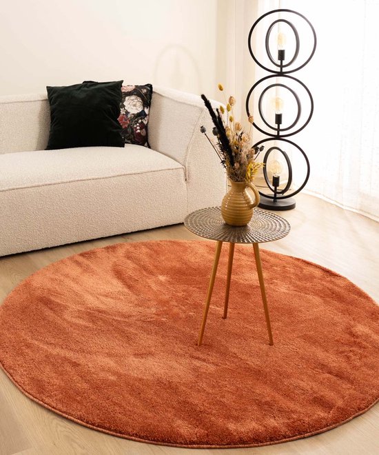 Velours vloerkleed rond - Flair terracotta 100 cm rond