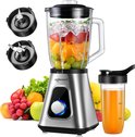 Safecourt Kitchen Blender – Krachtige 1200 Watt Blender met To-Go Beker – 3 Standen – RVS