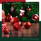 128 kerstballen, kerstboomdecoratie, ornamenten, onbreekbare ballen voor kerstversiering, feestdagen, feestelijke decoratie, glanzend, mat, glitter versierde kerstballen (rood)