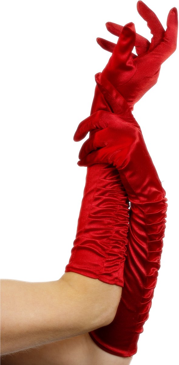 Rode lange glanzende handschoenen