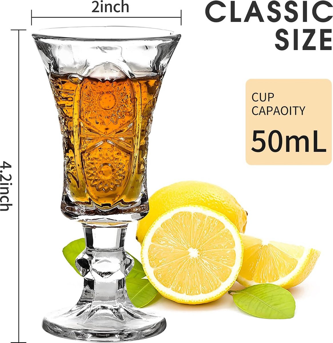 JAIEF 45ml Sherry glazen, loodvrij glas, heldere zware basis shot glazen (set van 6)