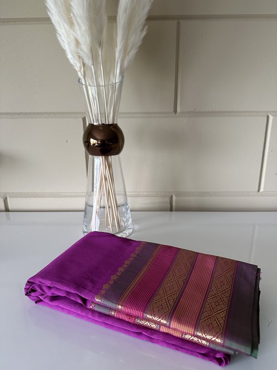 Foto: Sari saree indianse kleding indian dress voor dames purple green