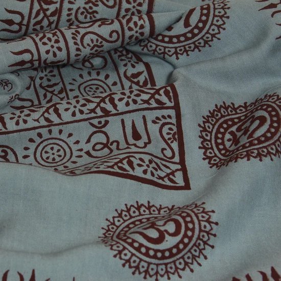 Meditatie omslagdoek met mantra Om, XL, 220 x 106 cm, grijs — afbeelding 2