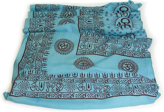 Meditatie omslagdoek met mantra Om, XL, 220 x 106 cm, turquoise van Yogi & Yogini — afbeelding 3