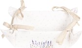 HAES DECO - Broodmand - formaat 35x35x8 cm - kleuren Wit / Paars / Geel - van 100% Katoen - Collectie: Lavender Field