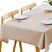 Wasdoek tafelkleed, beige, plastic, weerbestendig, afwasbaar; waterdichte tafelzeil, rechthoekig, voor keuken, party, outdoor, beige, 137 x 137 cm