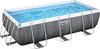 Bestway Power Steel - Opzetzwembad inclusief filterpomp en zwembadtrap - 404 x 201 x 100 cm - Rattanprint - Rechthoekig
