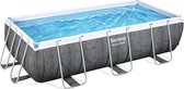 Bestway Power Steel - Piscine hors sol avec pompe de filtration et échelle de piscine - 404 x 201 x 100 cm - Imprimé rotin - Rectangulaire