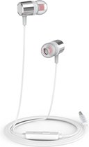Écouteurs Ear -auriculaires filaires - Écouteurs avec fil et microphone - Extra Bass - Connexion Audio Jack 3,5 mm - Wit