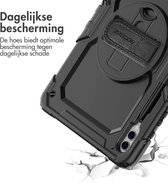 Accezz Tablet Hoes Geschikt voor Samsung Galaxy Tab S9 Plus - Accezz Rugged Backcover Shoulder Strap - Zwart